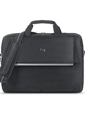 Solo New York Classic Black Chrysler Briefcase Laptop Bag EUC